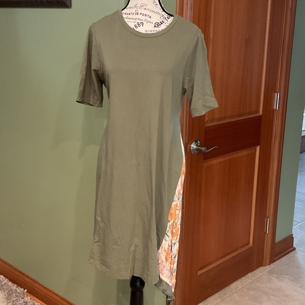 Anthropologie Olive and Orange Accent Dress, Size M